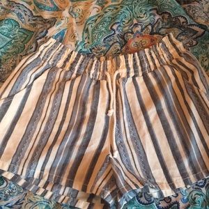 Blue and white stripe beach shorts